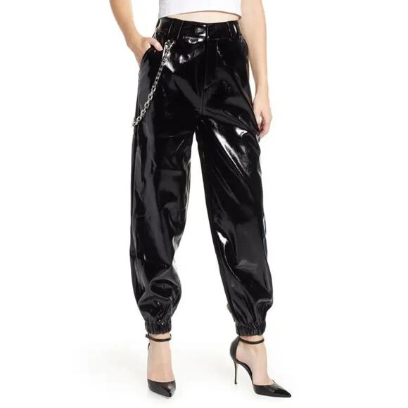I.AM.GIA Pants M Black Coated PVC Cobain Cargo Chain Link High Waist Goth Punk - Picture 2 of 9